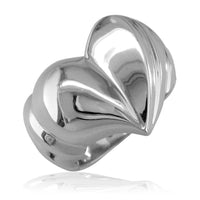 Large Contemporary Heart Ring in 14k White Gold