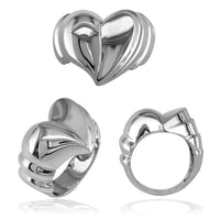 Large Contemporary Heart Ring in 14k White Gold