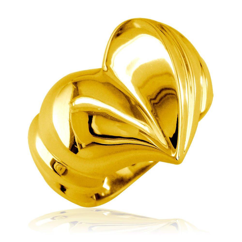 Large Contemporary Heart Ring in 18k Yellow Gold
