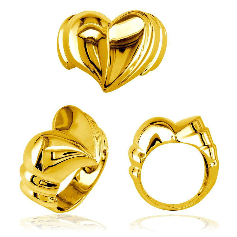 Large Contemporary Heart Ring in 14k Yellow Gold
