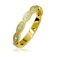 Round Diamonds Scalloped Wedding Band, 0.25CT in 18k Yellow Gold