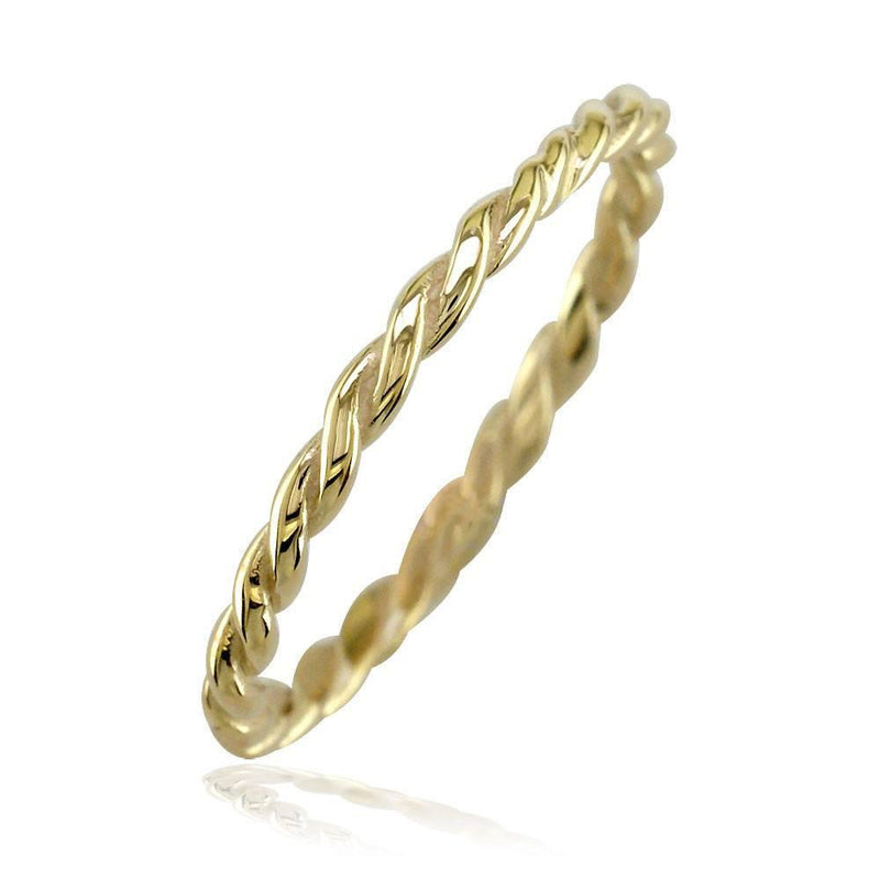 Stackable Rope Ring, 1.8mm in 18k Yellow Gold - Size 7.5 to 13.5