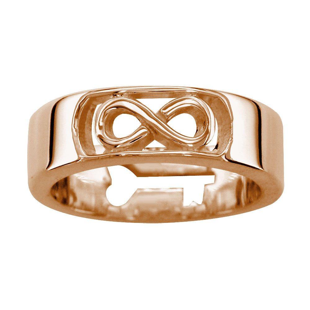Infinity and Key Wedding Band, 6mm, Sizes 3.5 to 8 in 14k Pink, Rose Gold