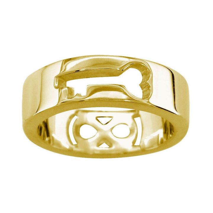 Infinity and Key Wedding Band, 6mm, Sizes 3.5 to 8 in 18k Yellow Gold