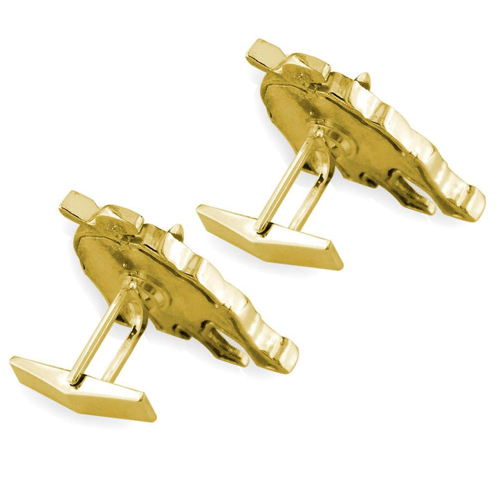 Wall Street Charging Bull Cufflinks with Black in 14K Yellow Gold