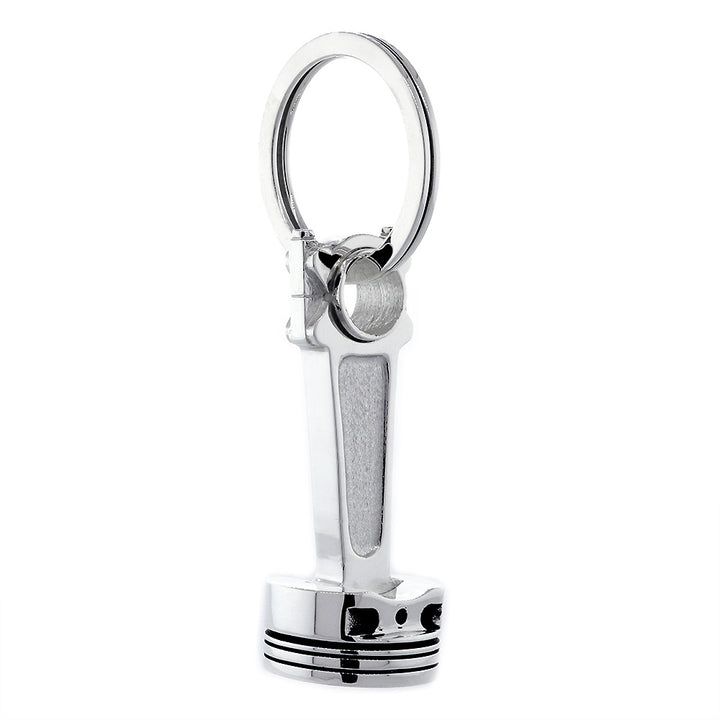 Large Solid Movable Engine Piston Pendant Keychain in Sterling Silver