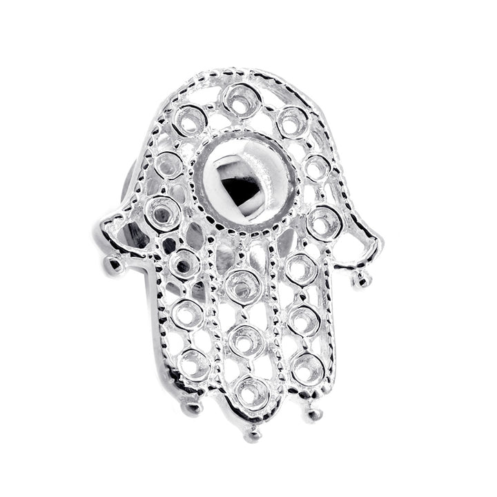 23mm Vintage Style Hamsa Charm Tie Tack in Sterling Silver