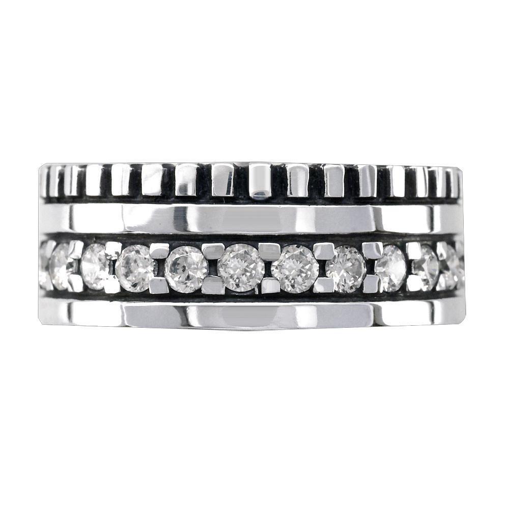 Mens Wide Band with White Diamonds, 2.15CT in 14K Yellow Gold
