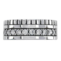 Wide Mens Eternity Style Ring, 9mm in Sterling Silver and Cubic Zirconia
