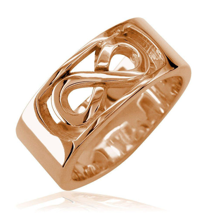 Wide Infinity and Key Wedding Band, 8.5mm, Sizes 3.5 to 8 in 14k Pink, Rose Gold
