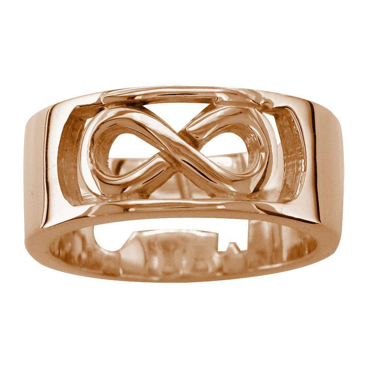 Wide Infinity and Key Wedding Band, 8.5mm, Sizes 3.5 to 8 in 14k Pink, Rose Gold