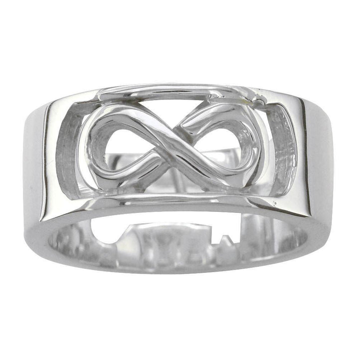 Wide Infinity and Key Wedding Band, 8.5mm, Sizes 3.5 to 8 in Sterling Silver