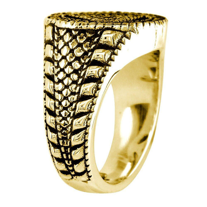 Diamond Alcoholics Anonymous AA Sobriety Ring with Reptile Texture and Black in 14k Yellow Gold