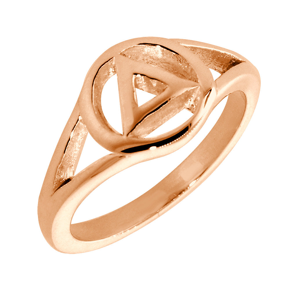10mm Wide Alcoholics Anonymous AA Sobriety Ring in 14k Pink, Rose Gold