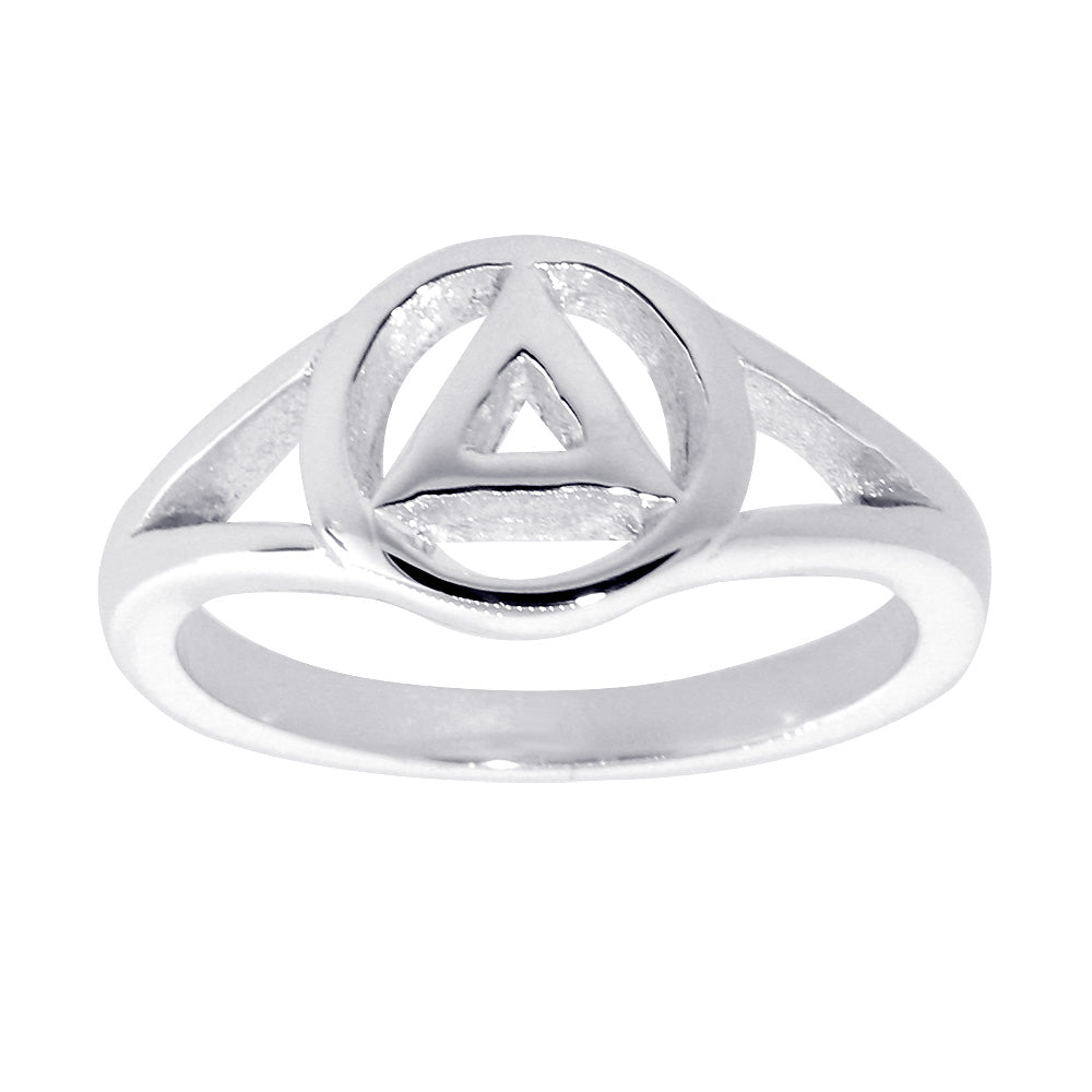 10mm Wide Alcoholics Anonymous AA Sobriety Ring in Sterling Silver