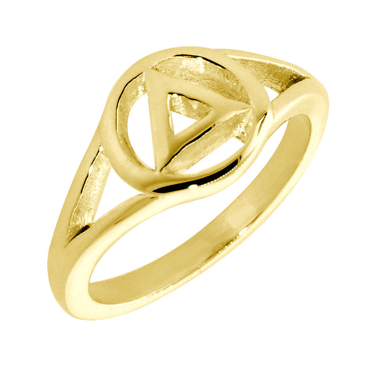 10mm Wide Alcoholics Anonymous AA Sobriety Ring in 14k Yellow Gold