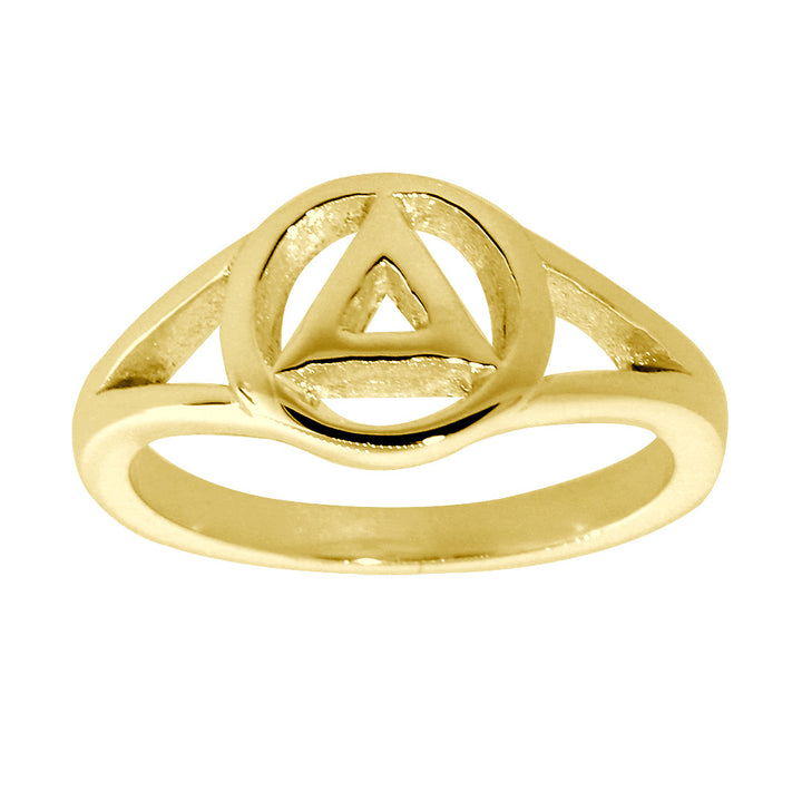 10mm Wide Alcoholics Anonymous AA Sobriety Ring in 14k Yellow Gold