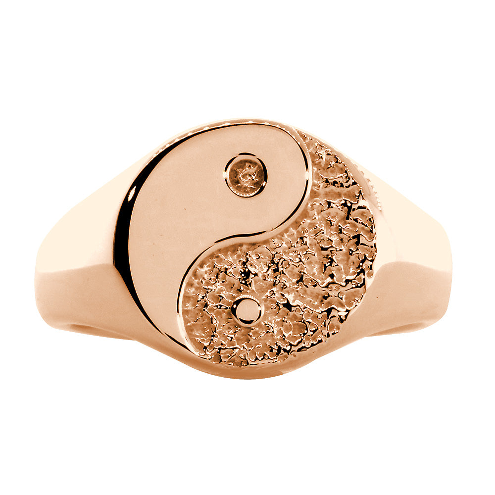 Solid Yin Yang Ring, 14mm in 14k Pink, Rose Gold