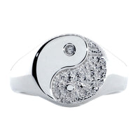 Solid Yin Yang Ring, 14mm in Sterling Silver