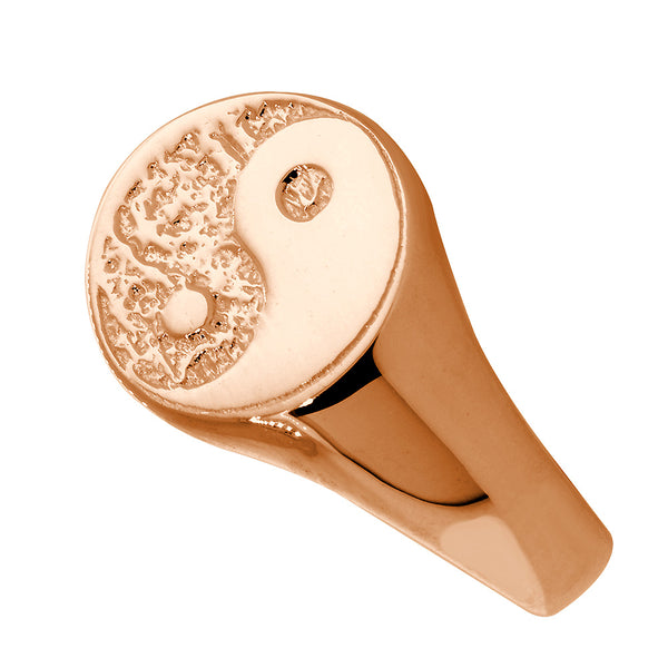 Solid Yin Yang Ring with a Border, 13mm in 14k Pink, Rose Gold