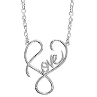 Large Script Love Necklace in Sterling Silver