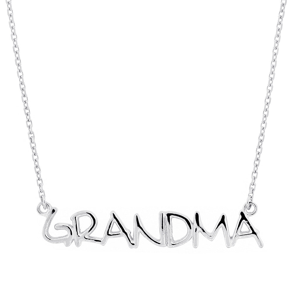 Grandma Nameplate Necklace in SZIRO Print, 14k White Gold