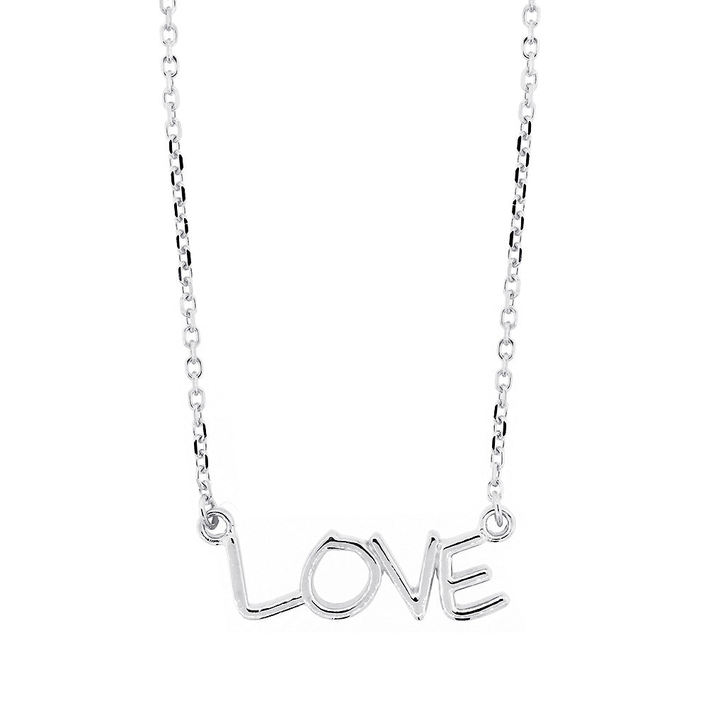 Love Nameplate Necklace in SZIRO Print, 14k White Gold