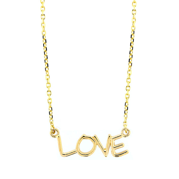 Love Nameplate Necklace in SZIRO Print, 14k Yellow Gold