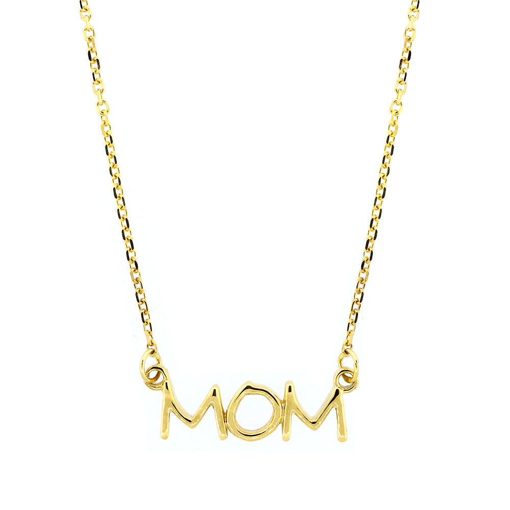 Mom Nameplate Necklace in SZIRO Print, 14k Yellow Gold