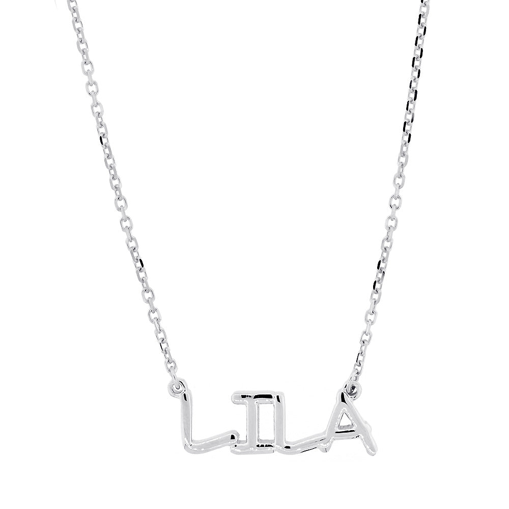 Custom, Special Nameplate Necklace in SZIRO Print, 14k White Gold