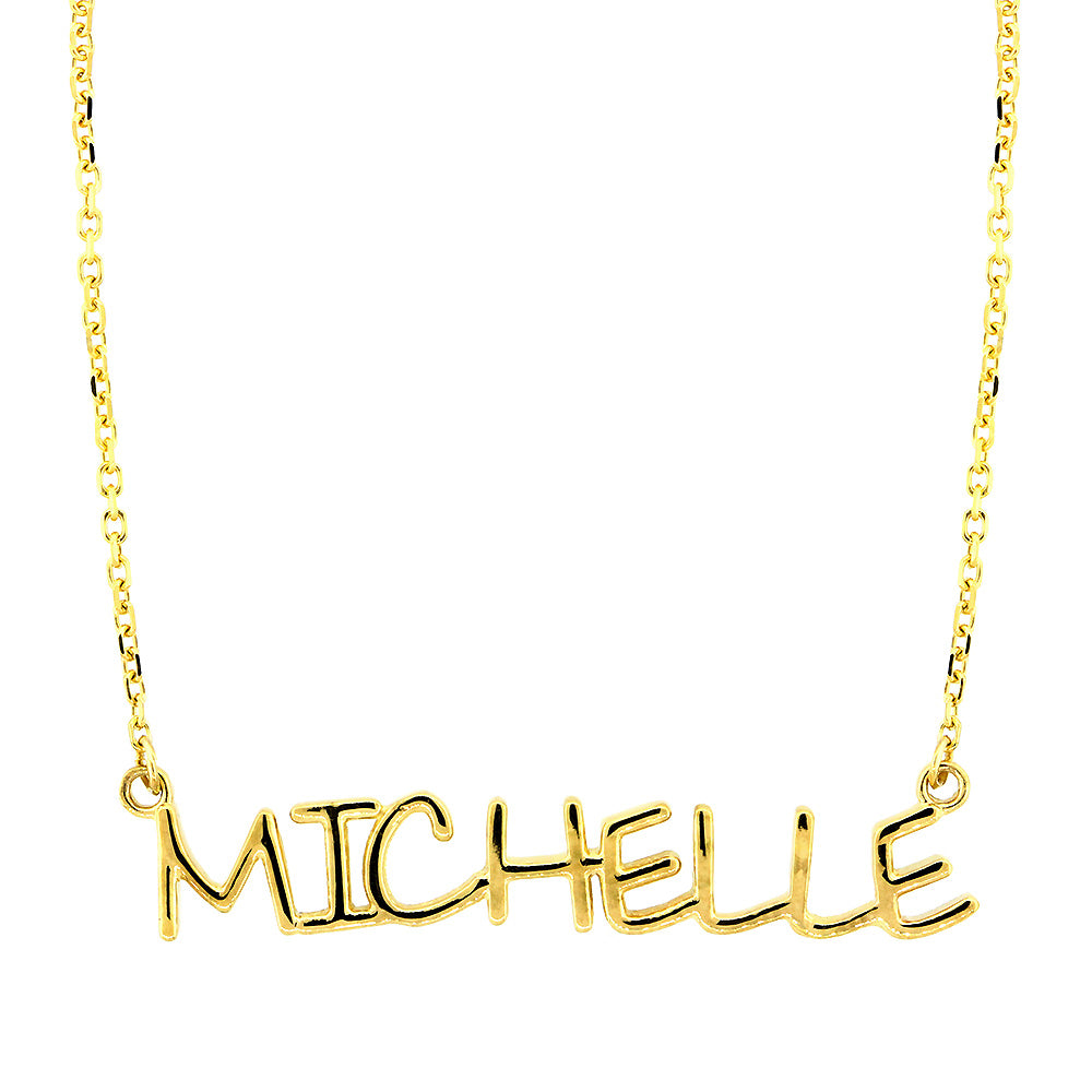 Custom, Special Nameplate Necklace in SZIRO Print, 14k Yellow Gold