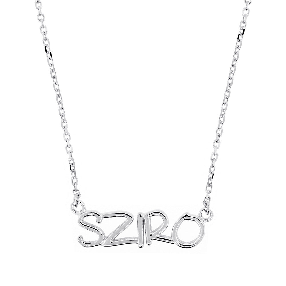 SZIRO Nameplate Necklace in SZIRO Print, 14k White Gold