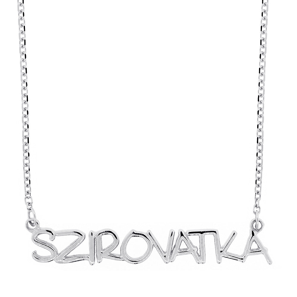 Custom, Special Nameplate Necklace in SZIRO Print, 14k White Gold