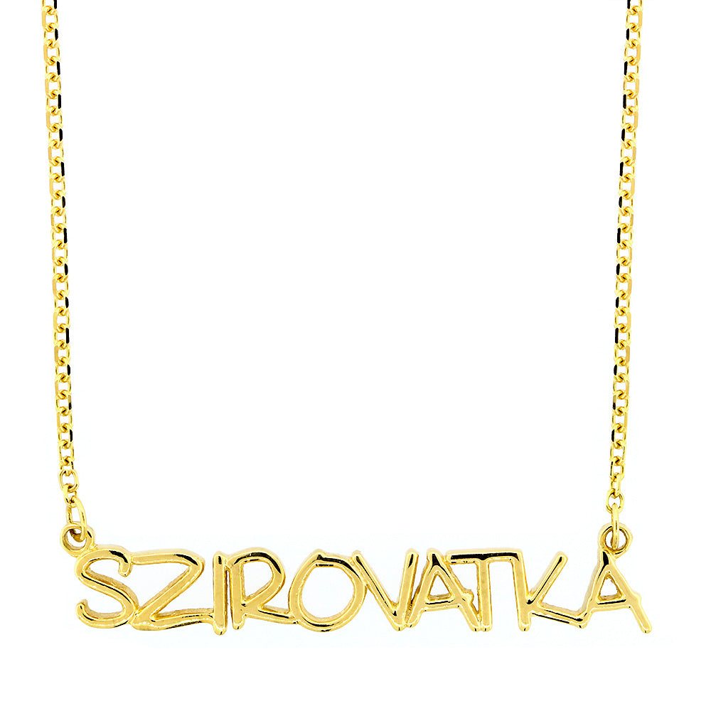 Custom, Special Nameplate Necklace in SZIRO Print, 14k Yellow Gold