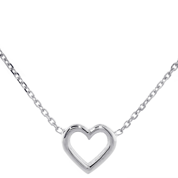 10mm Open Heart Charm and Chain in 14K White Gold