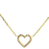 10mm Open Heart Charm and Chain in 14K Yellow Gold