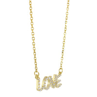 19mm Diamond LOVE Pendant Nameplate and Chain, 0.25CT in 14K Yellow Gold