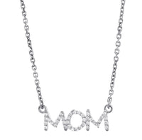 19mm Diamond MOM Pendant Nameplate and Chain, 0.24CT in 14K White Gold