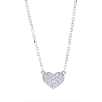 9mm Wide Diamond Heart Filled Pendant and Chain Necklace, 0.12CT, 16 Inches Total in 14K White Gold