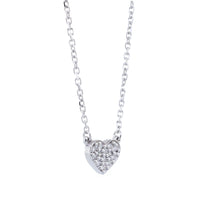 10mm Wide Diamond Heart Filled Pendant and Chain Necklace, 0.19CT, 16 Inches Total in 14K White Gold