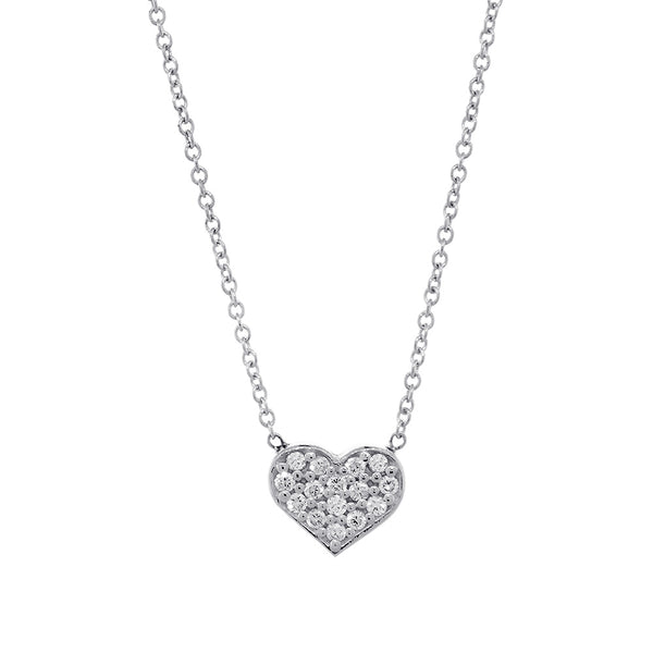 7mm Diamond Heart Necklace, 0.15CT, 16 Inches in 14K White Gold