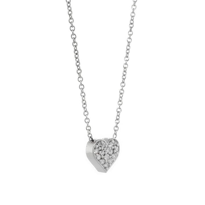 7mm Diamond Heart Necklace, 0.15CT, 16 Inches in 14K White Gold