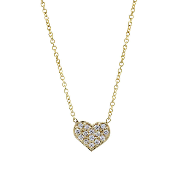 7mm Diamond Heart Necklace, 0.15CT, 16 Inches in 18K Yellow Gold