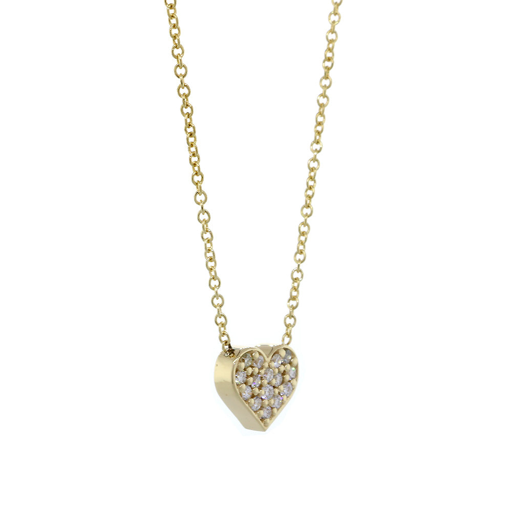 7mm Diamond Heart Necklace, 0.15CT, 16 Inches in 14K Yellow Gold