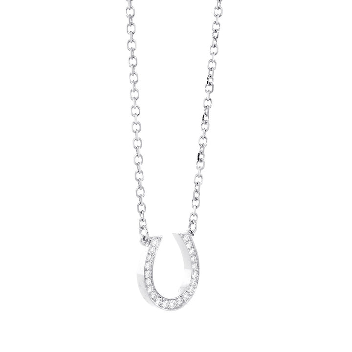 18 mm Diamond Horseshoe Pendant and Chain, 0.45 CT, 17 IN in 14K Yellow Gold