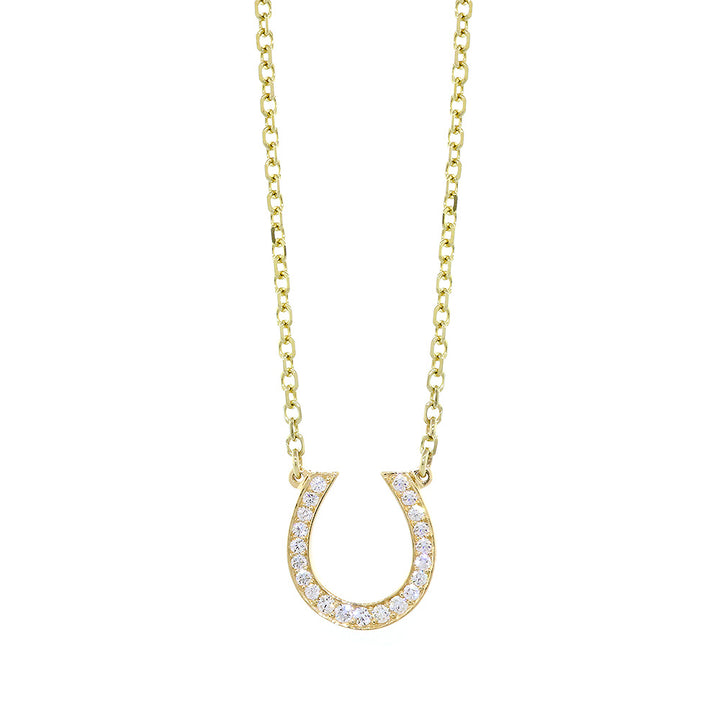 18 mm Diamond Horseshoe Pendant and Chain, 0.45 CT, 17 IN in 14K Yellow Gold