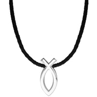 Extra Large Sterling Silver Fish, Ichthus Necklace