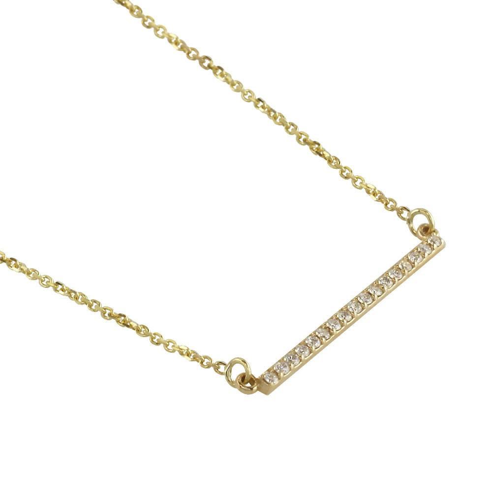 Diamond Bar Necklace, 1 Inch Bar, 0.23CT in 14K Yellow Gold
