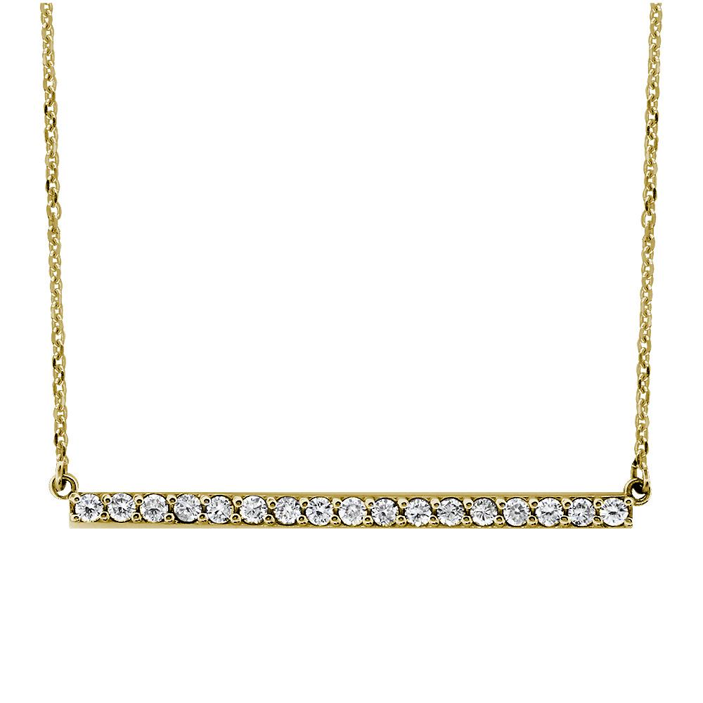 Diamond Bar Necklace, 1.75 Inch, 0.85CT in 14K Yellow Gold