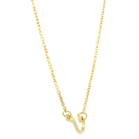 12mm Fishermans Barbed Hook and Knot Fishing Charm Necklace 17 Inches in 14k Yellow Gold